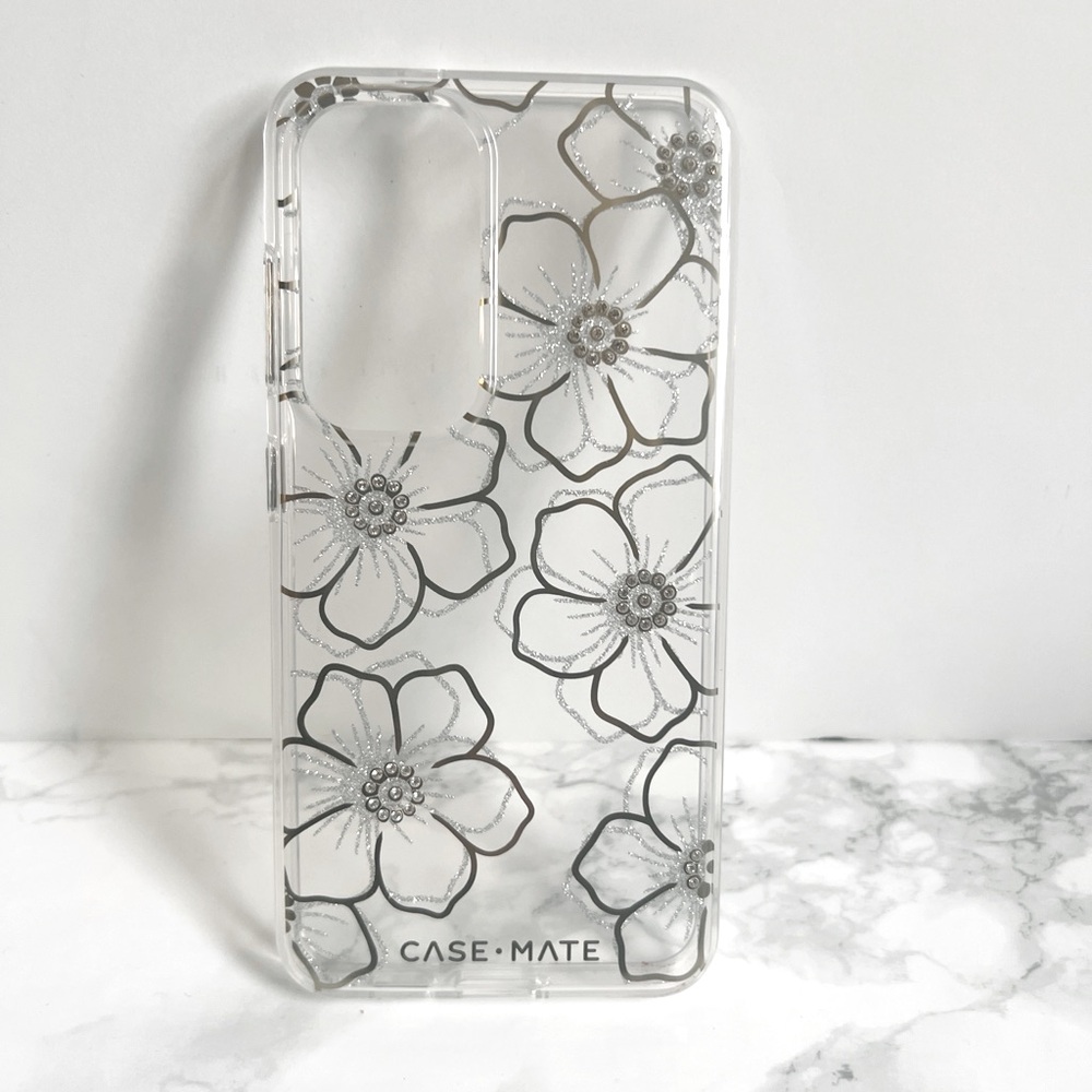 Case-Mate Floral Gems Clear Case For Samsung Galaxy S24 | Gold & Silver Design - Picture 2 of 5